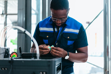 Engineer Inspecting 3D Printed Part