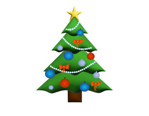 Gradient green holiday Christmas tree 3D icon