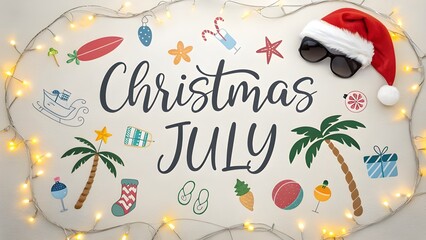 Christmas in july celebration with tropical beach decorations