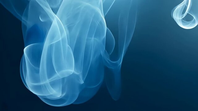 Abstract blue smoke movement showcasing swirling vapor patterns and fluid dynamics