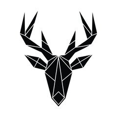 Obraz premium Geometric Black and White Deer Antlers with Sharp Lines