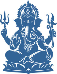 vector illustration of lord Ganesh in blue