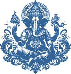 vector illustration of lord Ganesh in blue	