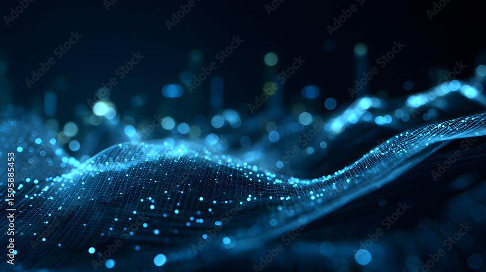 Poster digital ocean's abstract: a mesmerizing image that depicts a complex network of interconnected data 