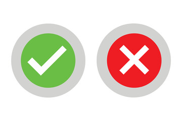 Fototapeta premium Check mark icons. green check mark and red cross mark icon set. green tick and red x. Symbols of approval and Decline, vector illustration 