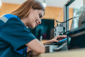 Engineer Inspecting 3D Printed Part