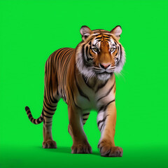 Obraz premium Tiger walking on green screen
