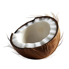 half of coconut isolated on white background. Generative AI