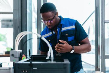 Engineer Inspecting 3D Printed Part