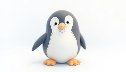 Naklejka premium Cute penguin figurine against a plain background.