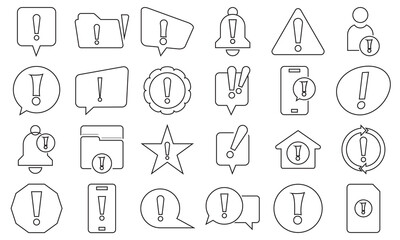Exclamation mark, alert, warning and error concept  icons .  Pictograms and infographics for mobile apps. vector illustration.