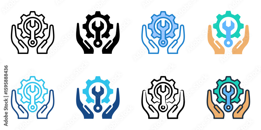 Poster service icon set multiple style collection