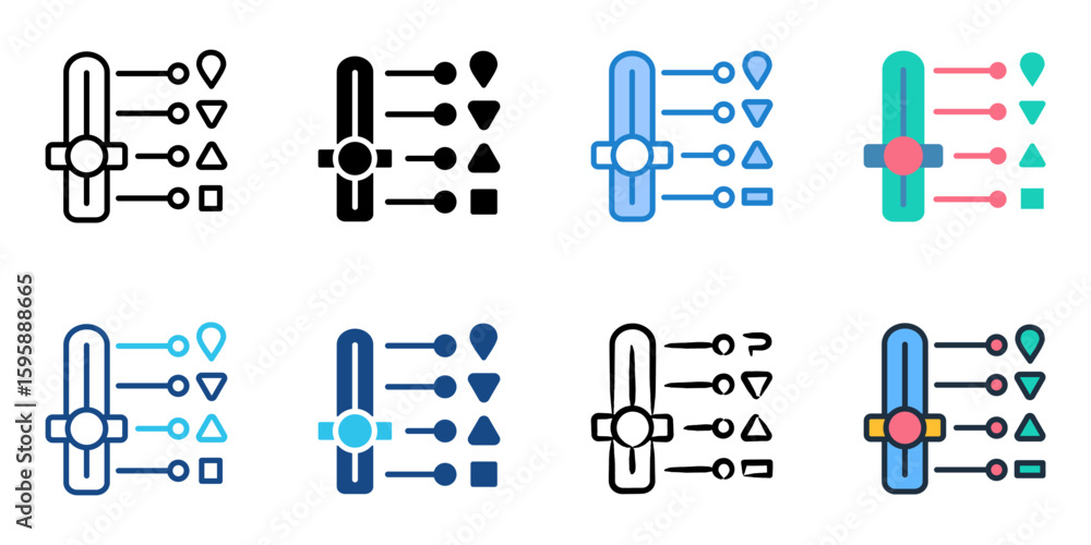 Poster automatic transmission icon set multiple style collection