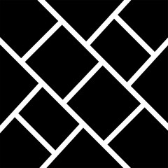Abstract geometric photo frame collage design with black squares and diamonds outlined in white, featuring a modern warped grid pattern ideal for minimalist image presentation or decorative overlay.