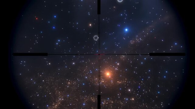 Closeup of Telescope Eyepiece Exploring Distant Celestial Objects in the Vast Night Sky