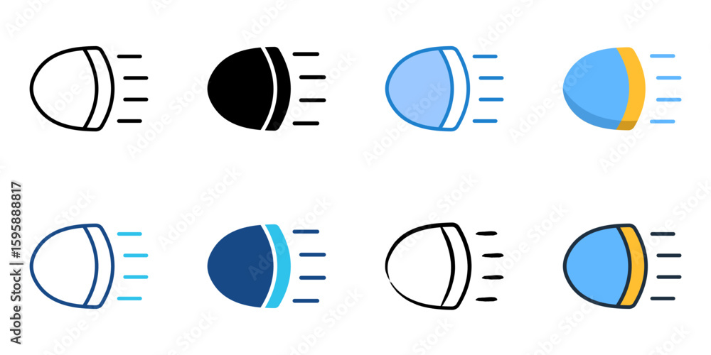 Poster headlights icon set multiple style collection