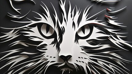Head of the cat . Paper cut out style,