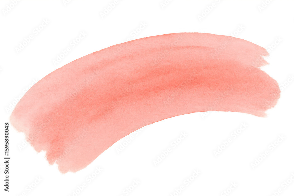 Poster creating a vibrant pink curved paintbrush stroke, forming a colorful design element against a transp