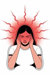 Emotional Stress Concept Illustration Flat Design Die Cut Sticker Minimalist Style Indoor Setting Person in Distress
