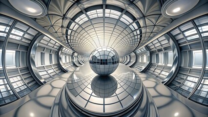 Naklejka premium Abstract Futuristic Interior with Sphere on Transparent Background