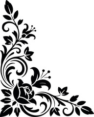 Elegant Decorative Corner Motif – Bold Floral Border Element