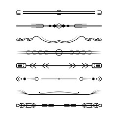 Set Black Simple Line Collection Doodle Border Elements Vector Design Style Sketch Isolated Illustration For Banner