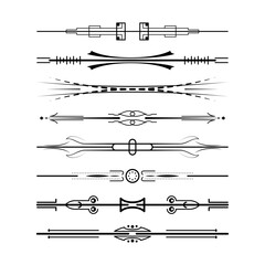 Set Black Simple Line Collection Doodle Border Elements Vector Design Style Sketch Isolated Illustration For Banner