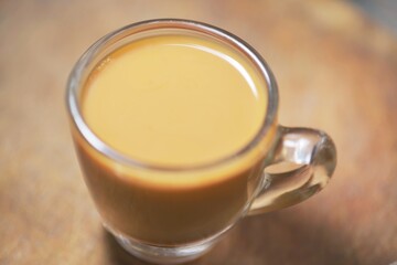 Macro close-up coffee crema art