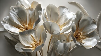 Elegant White Flowers With Gold Accents