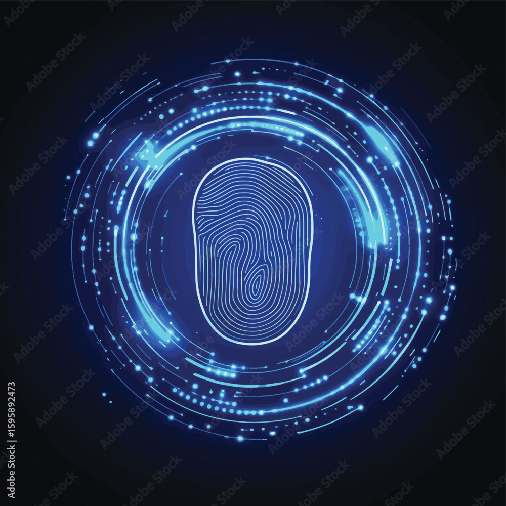 Poster fingerprint scan with digital hud circle