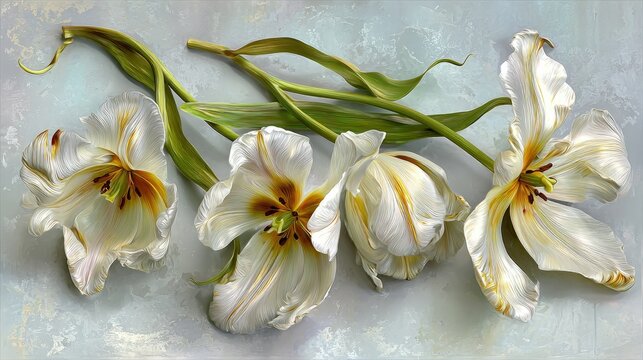 Dried Pale Yellow Tulips Bouquet
