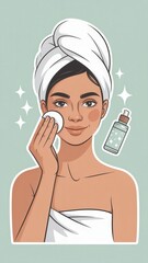 Gentle Skincare Routine Concept Illustration Bathroom Flat Design Calm Environment Close-Up View Self-Care Focus
