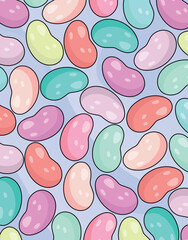 Colorful Jelly Beans Pattern on Pastel Background