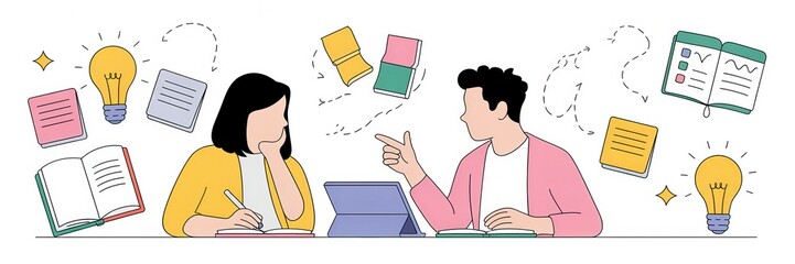 Collaborative Learning Concept Illustration Flat Design Study Environment Digital Workspace Viewpoint