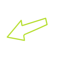 Illuminated green arrow pointing left against a stark black background