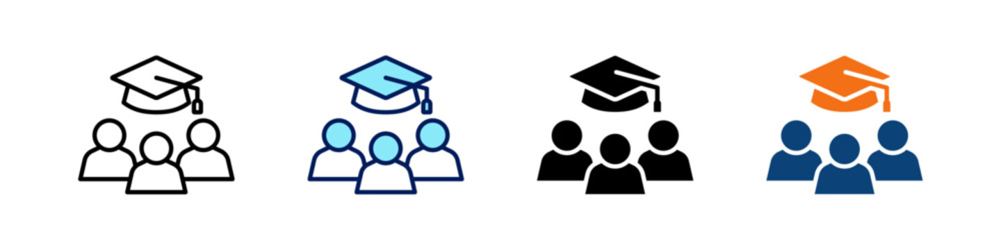 Student All In One Icon Multi Styles Vector Set