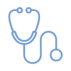 Blue stethoscope icon isolated on white background, medical equipment symbol for healthcare, diagnostics, and doctor consultation