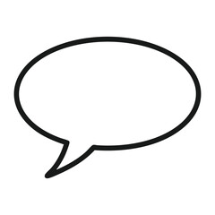 Black speech bubble icon isolated on white background, communication and chat symbol for dialogue, messaging, and conversation concepts
