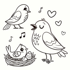 Fototapeta premium A collection of twenty elegant bird line art illustrations for artistic and decorative use