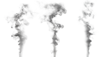 Grey smoke on the transparent background. Cigarette quitting concept. Air pollution idea