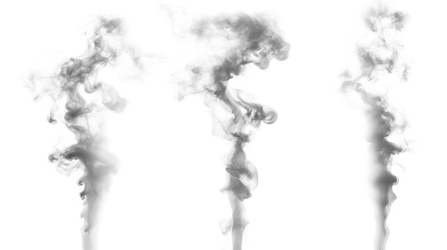 Grey smoke on the transparent background. Cigarette quitting concept. Air pollution idea