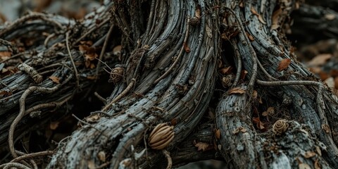 Fototapeta premium Dead Tree Trunk Detail, Nature's Decomposition Close-up