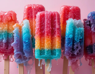 Vibrant Close‑Up Colorful Ice Pops Summer