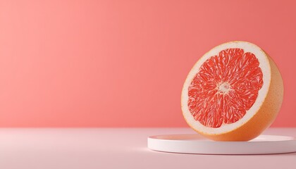 On a simple and healthy background, the natural crystalline salt complements the grapefruit slices beautifully, with abundant water content.