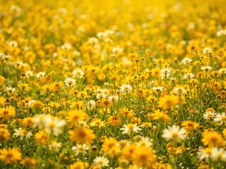 Fototapeta premium Golden Sunlight on a Field of Flowers
