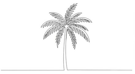 Elegant single line drawing of a palm tree conveying minimalist simplicity