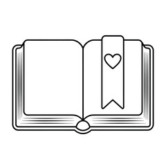 Open Book with Heart Bookmark Illustration