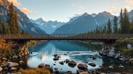 Scenic Footbridge in Banff National Park, Alberta