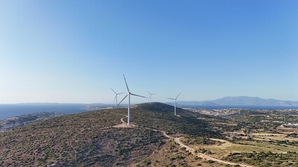 Wind turbines landscape. High quality photo