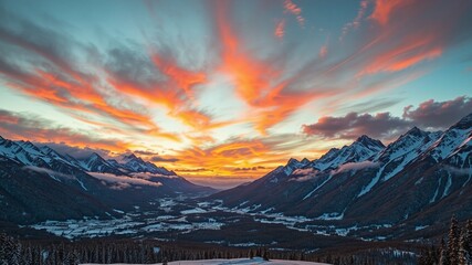 Snowy Peaks & Azure Sky: Winter Scenic Beauty
